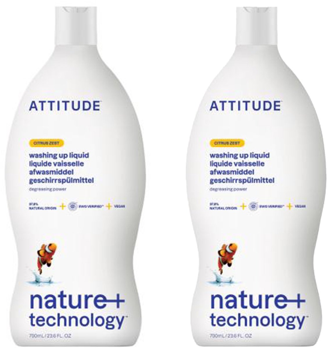 ATTITUDE Afwasmiddel Citrus Zest Bundel - (2 x 700 ml) ECO - duurzaam