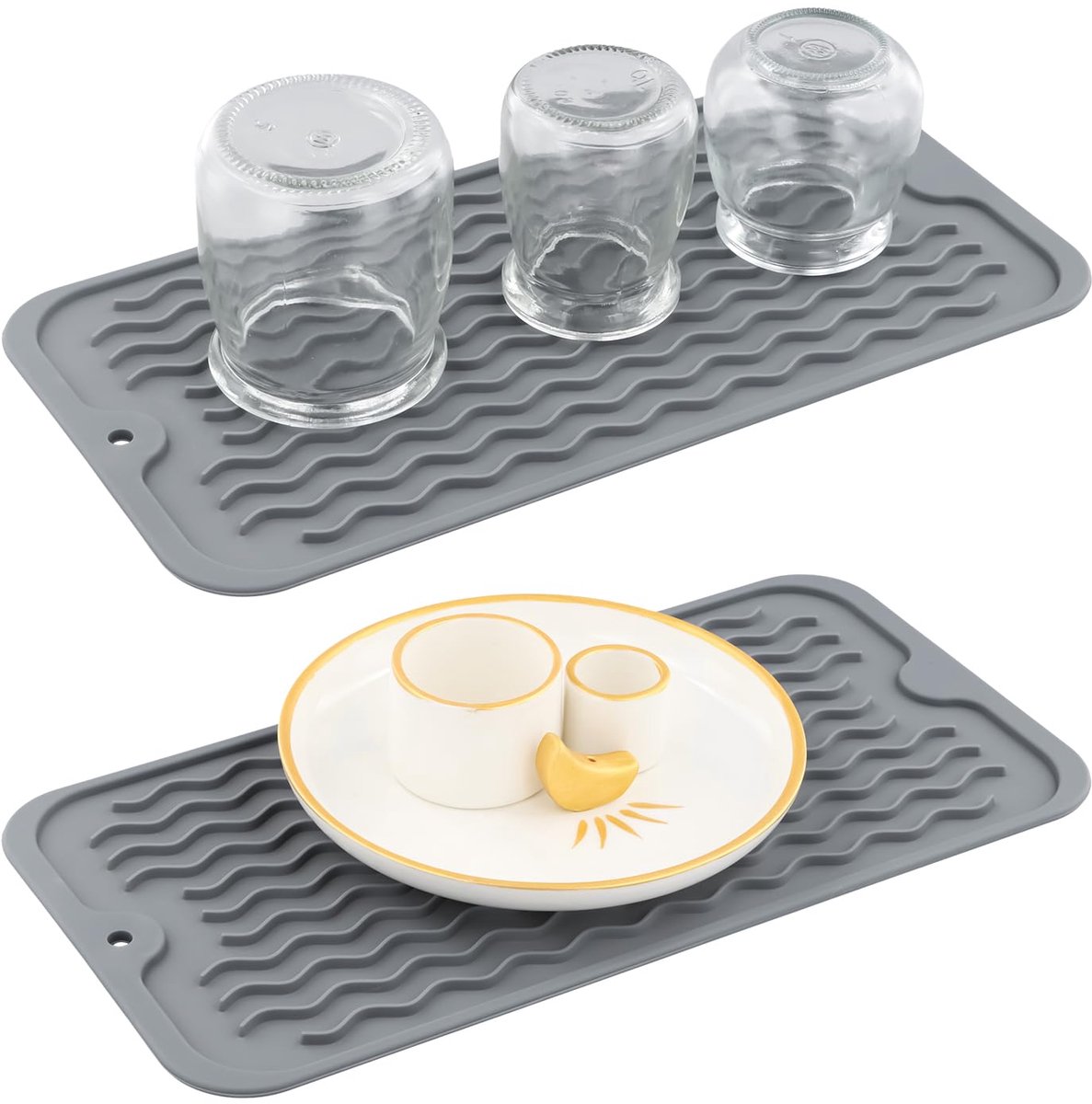 Unyqoos® Set van twee multifunctionele siliconen afdruipmatten voor keuken en meer
