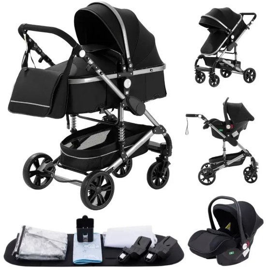 Luxe 3-in-1 Kinderwagen met Opvouwbaar Aluminium Frame - Luxe - €224,95