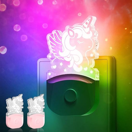 LOHAS Nachtlampje voor kinderen, 2 stuks, led-nachtlampje met schemeringssensor, warm wit RGB kleurveranderend, cadeau voor meisjes, kinderen, kamerdecoratie