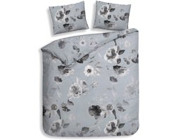 Heckettlane Dekbedovertrek Katoen Satijn Mira - Mist Grey - 100% Katoen-Satijn - Dekbedovertrek 260x200/220cm - Lits Jumeaux Extra Breed - Berlijn