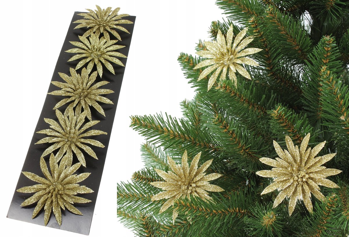 Kerstboomhangers Bloem Kerstster 5 stuks