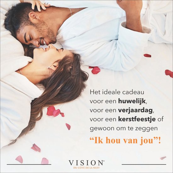 VISION Hoeslaken - 100% katoen - 180x200 cm - Wit - Toppermatras: hoek van 15cm - Tweepersoonsbed - Oekotex gecertificeerd