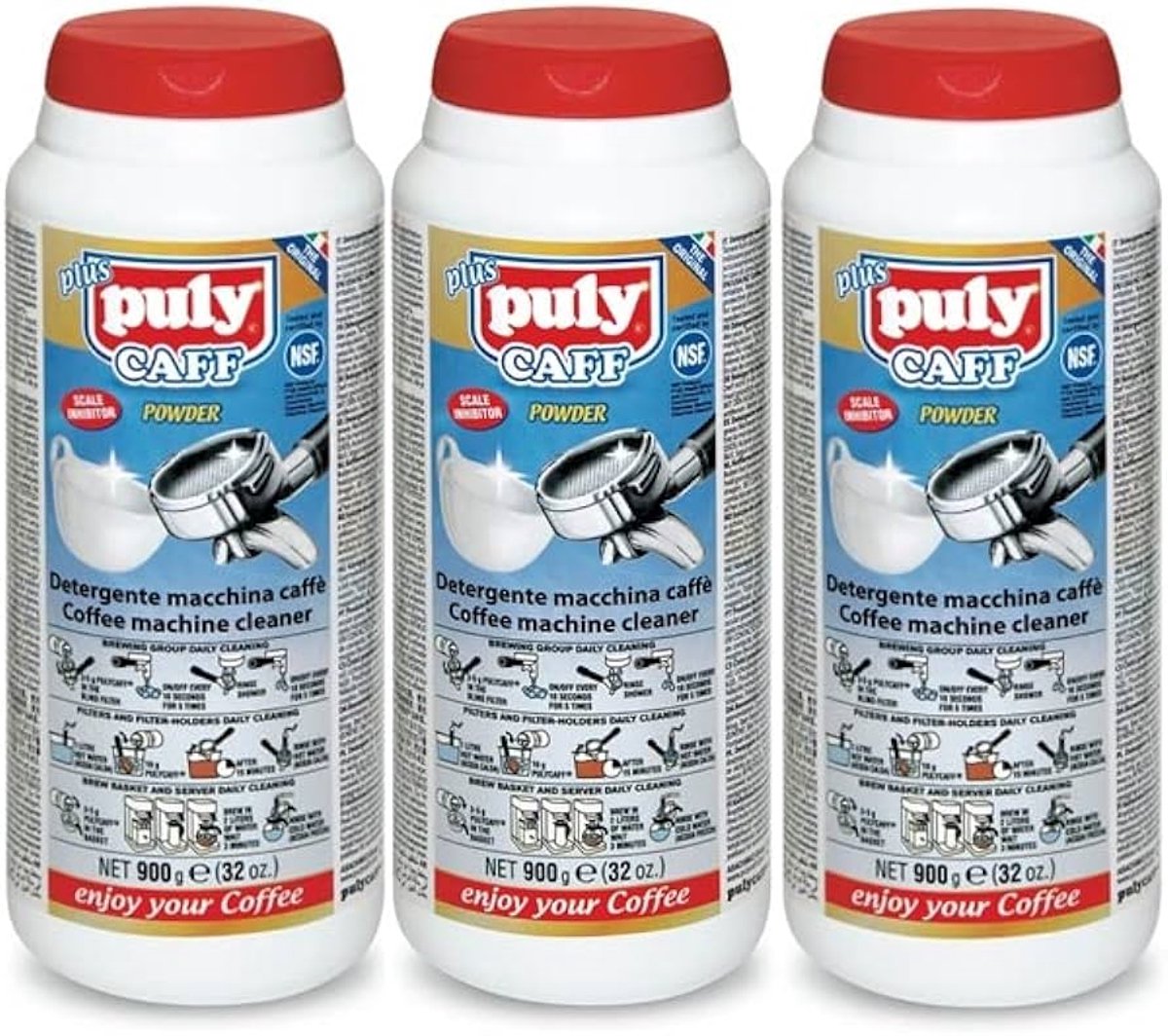 PulyCaff Plus Powder Reinigingspoeder voor Espressomachine - (3x 900gr)