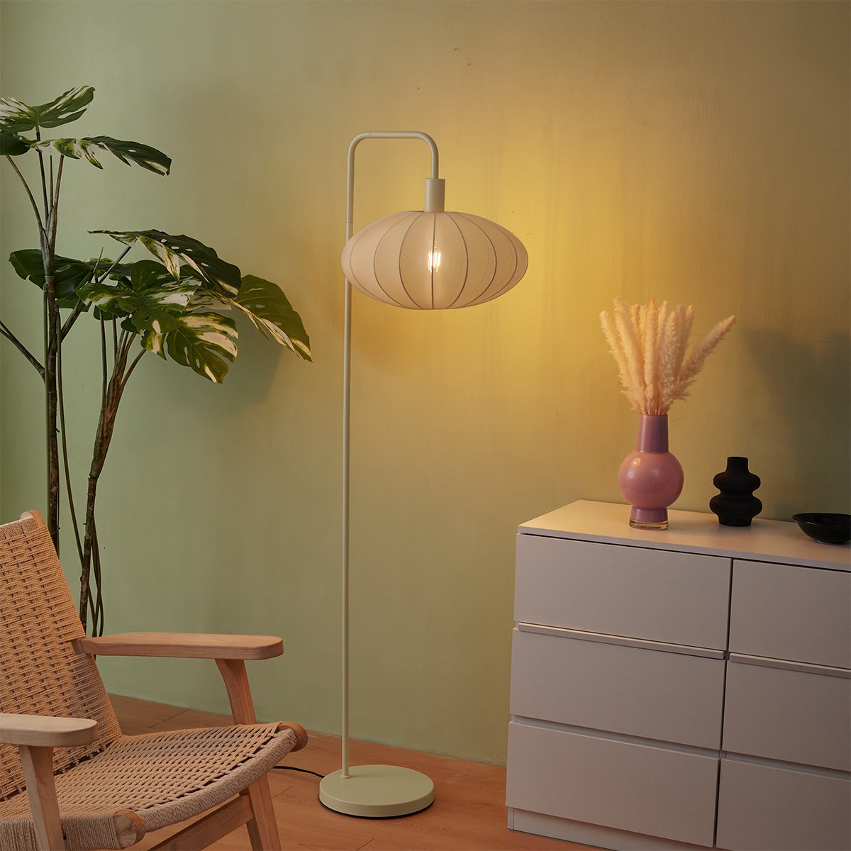 QAZQA bida - Japandi Vloerlamp | Staande Lamp - 1 lichts - H 160 cm - Beige - Woonkamer | Slaapkamer thumbnail 4