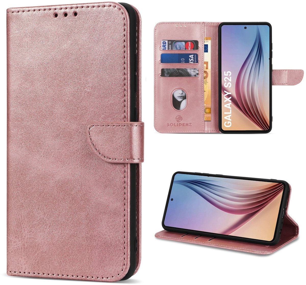 Solidenz hoesje - Geschikt voor Samsung Galaxy S25 - Bookcase - Roségoud