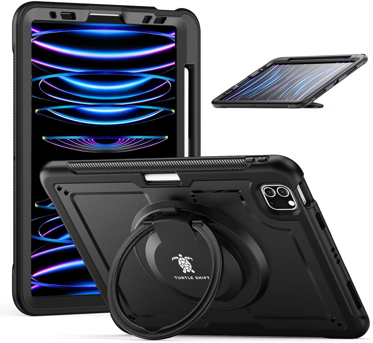 Turtle Shift Hoes - Geschikt voor iPad Air 5 / Air 4 - Hoes met screen protector - Uitklapbare standaard - 10.9 inch - Zwart