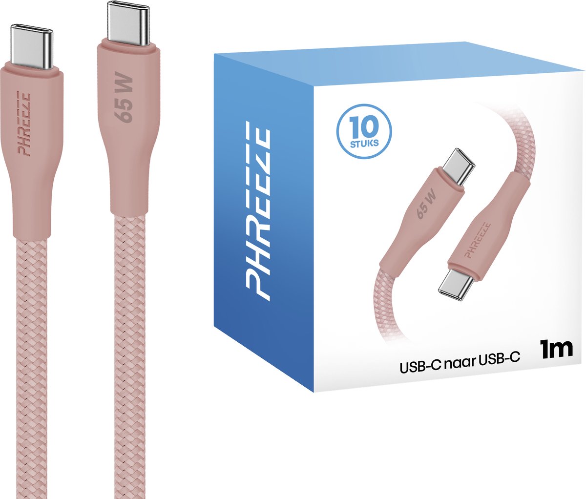 Voordeelpak kabels geschikt voor iPhone 14,13,12,11 - 10 pack - roze gekleurd - 1 meter