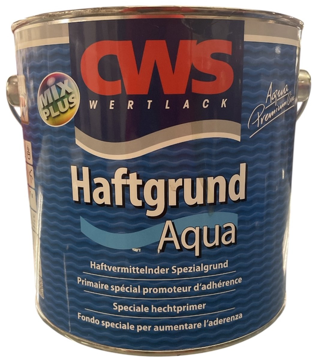 CWS Haftgrund Aqua - Watergedragen universele hechtprimer - Hout en diverse materialen - Binnen en buiten - 2.50 L - RAL 9010 Pure White ( gebrokenwit)