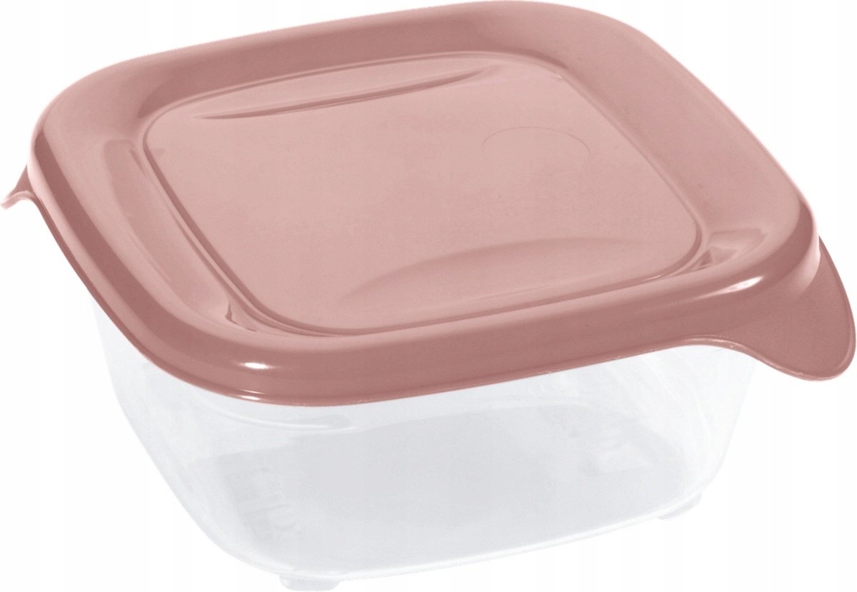 Curver Fresh & Go Vierkante Voedselcontainer 0,8L - Transparant met Roze Deksel