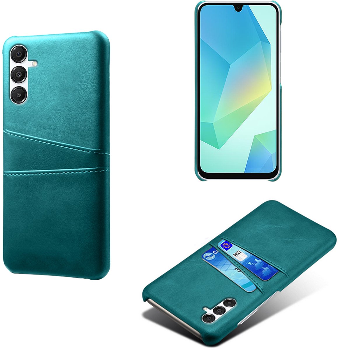 Backcover met Opbergvakjes + Screenprotector voor Galaxy A17 4G/5G _ Groen