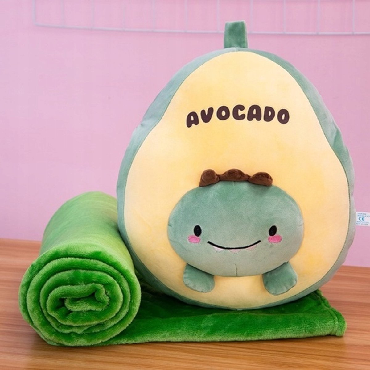 Pluche avocado met deken en handwarmer - 4-in-1 knuffel