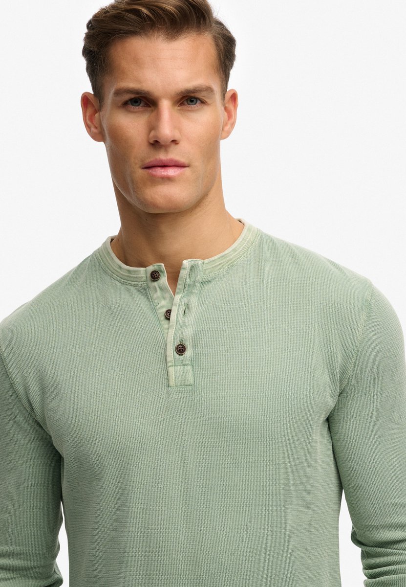 Superdry T-shirt Lw Textured Grandad Top M6010956a 1xe Lily Pad Mannen Groen