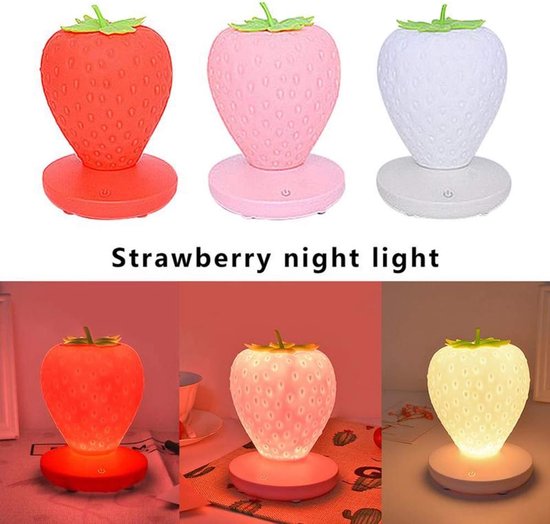 Daity 1 Pack - LED-nachtlampje, aardbeilicht siliconen multi-color dimbare lamp, USB oplaadbare lamp, 3 standen met schakelaar, geschikt voor verjaardagen, Kerstmis van Daity — afbeelding 5