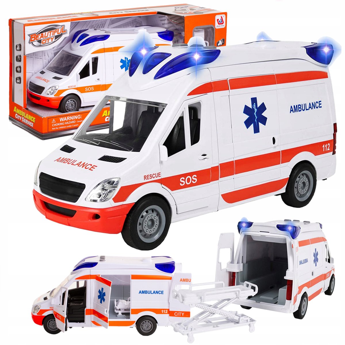 Ambulance Speelgoedauto met Geluid, Licht en Brancard