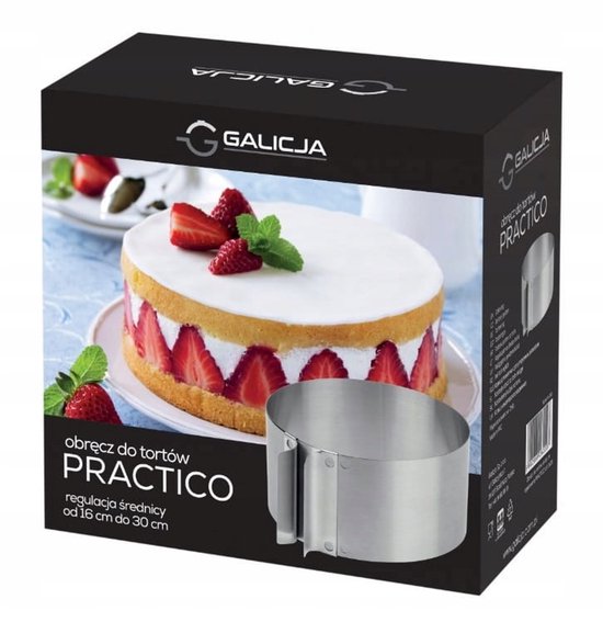 LWMLWM Taartring verstelbaar, 16-30 cm, bakring met taartkraag, roestvrij staal, ronde mousse-ring, taartvorm voor bakken, koken, gebak, desserts