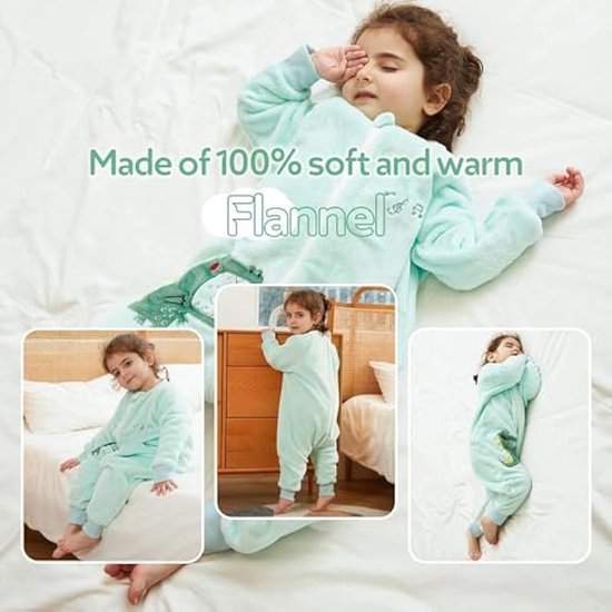 Flanellen Babypyjama Slaapzak met Voeten - 3,0 TOG - Behaaglijk Warm voor Kinderen - Winter Slaapoverall met Dierpatroon van Merkloos — afbeelding 3