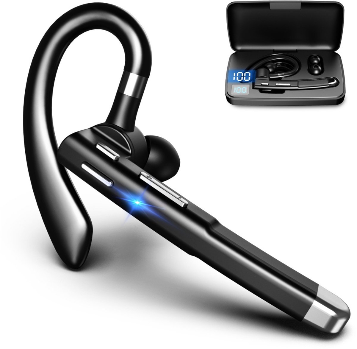 JeiibrZui Bluetooth-Headset V5.1 - Bluetooth-Microfoon - Stabiele Verbiding & Helder Geluid - 1 - Zwart