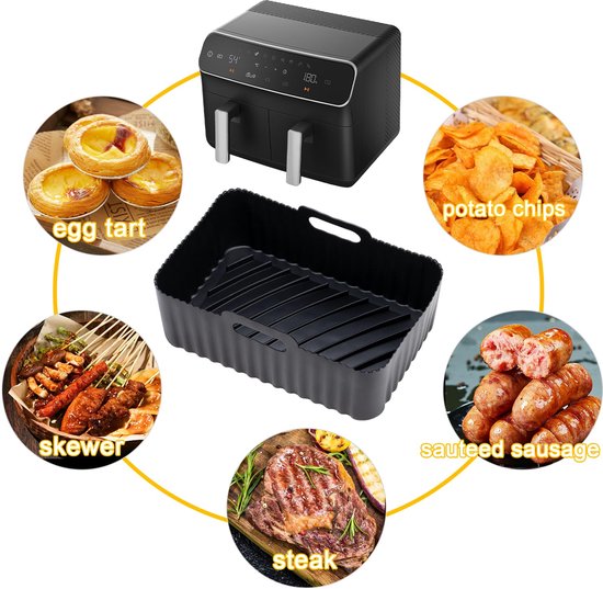 Vierkante roestvrijstalen airfryer mand compatibel met 5 8QT en 6QT Air Vierkante roestvrijstalen airfryer mand compatibel met 5 8QT en 6QT Air