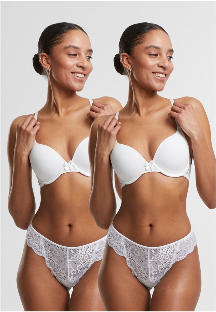 Urban Classics - Allover Lace Tanga 2-Pack String - M - Wit/Wit