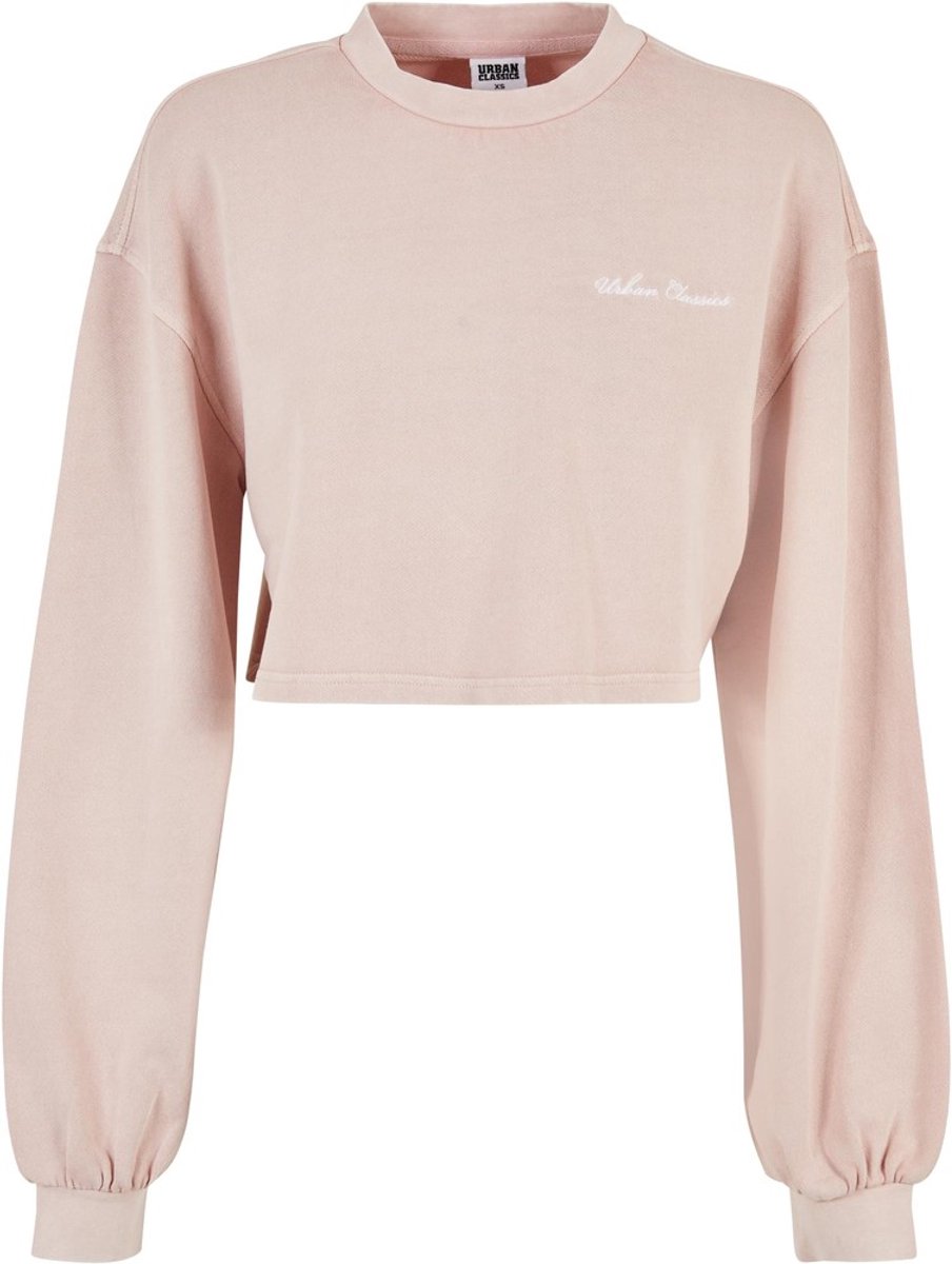 Urban Classics Small Embroidery Terry Crewneck Crop Sweater/Trui 5XL Roze