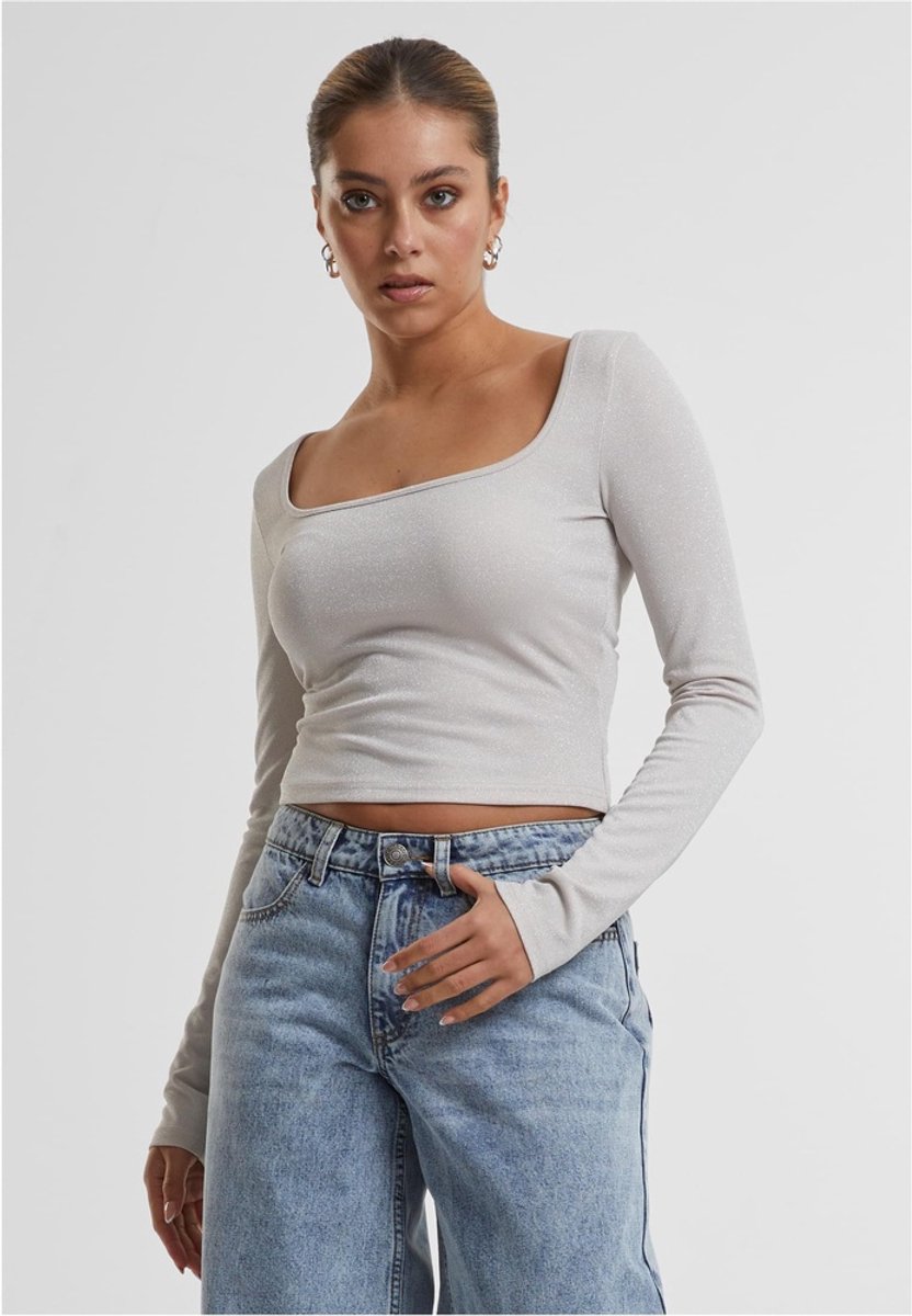 Urban Classics Glitter Square Neck Crop top 5XL Creme