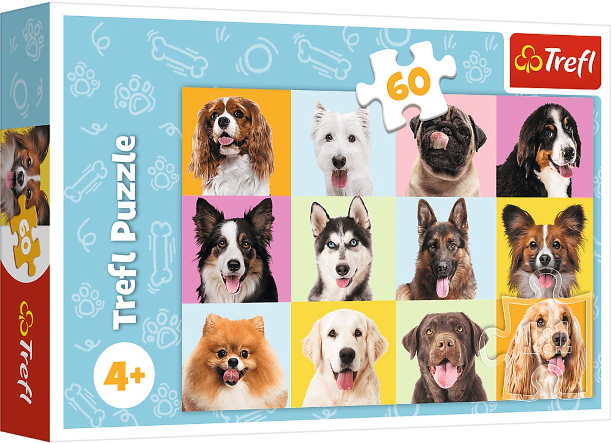 Trefl Schattige Honden Legpuzzel - 60 stukjes - Vanaf 4 jaar