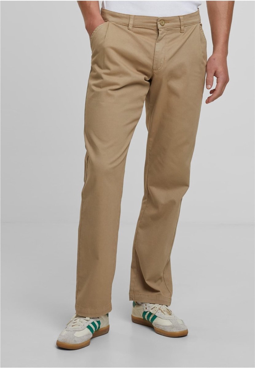 Urban Classics Pleated Twill Broek rechte pijpen Taille 30 inch Beige
