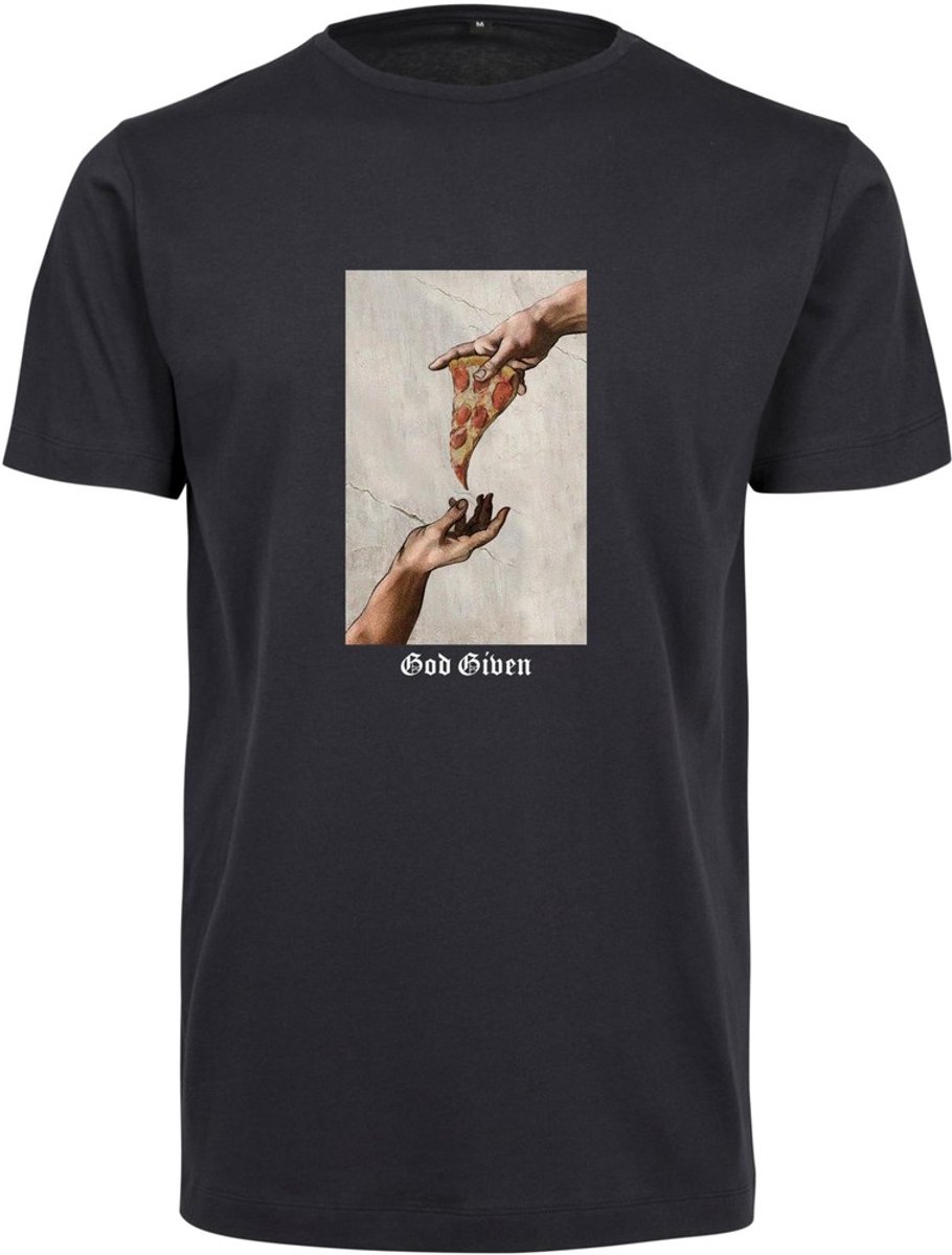 Mister Tee God Given Pizza Heren T-shirt S Donkerblauw