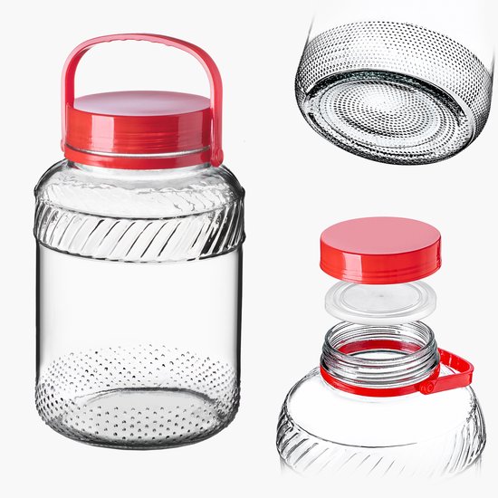 KADAX-pot Glazen pot 4L met dop en handvat voor het inleggen van kool Pakket 2