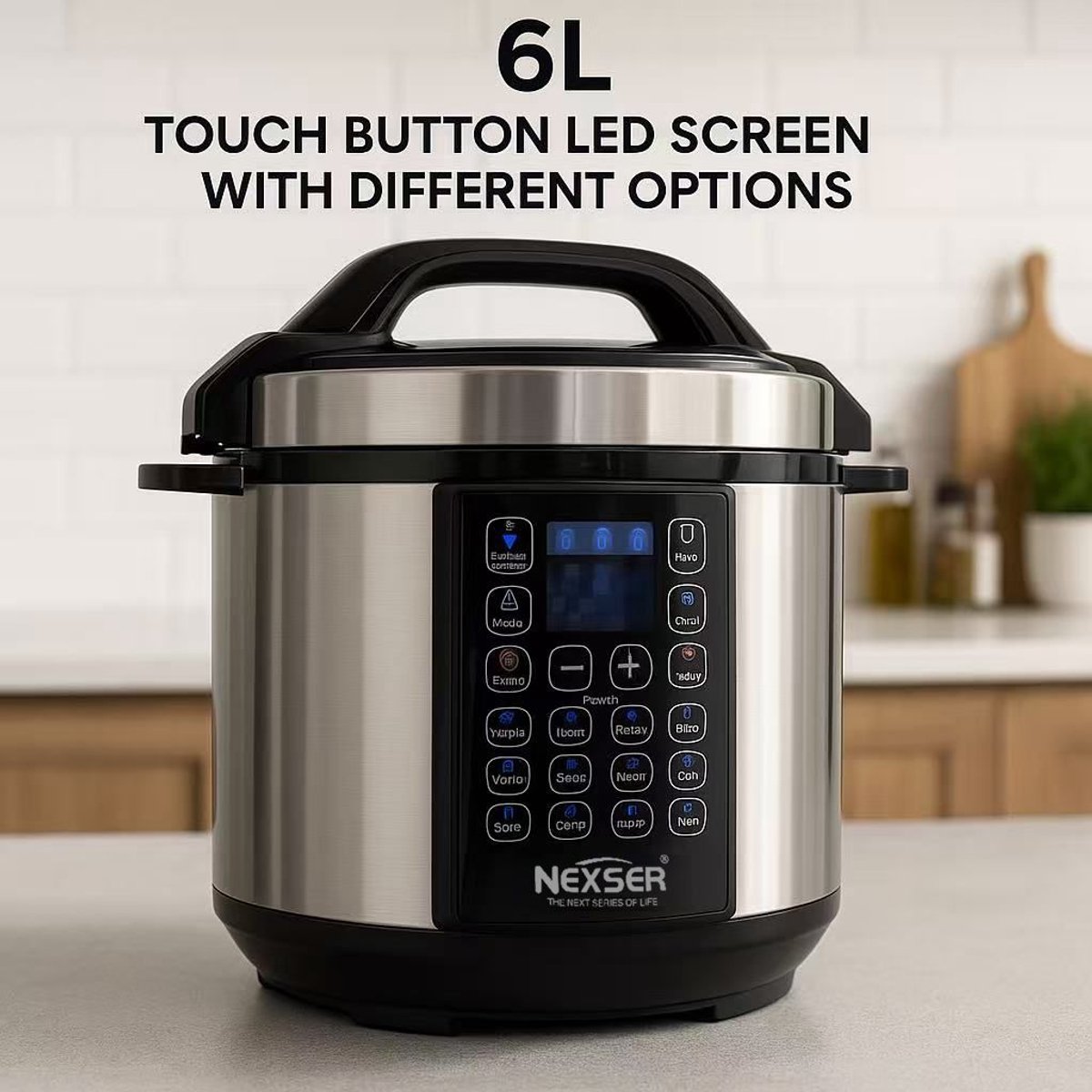 Afbeelding 2 van Elektrische Snelkookpan 10-in-1 – 6L – 1000W – RVS – aanraakknop – LED Display – Instelbare Druk – Anti-aanbaklaag – 8-Voudige Beveiliging