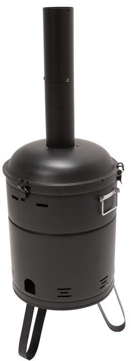 Barbecue & Vuurton - 2-in-1 - BBQ - Zwart - Vuurkorf - Schoorsteen - Houtskool - Warmte/Kachel - Stoken