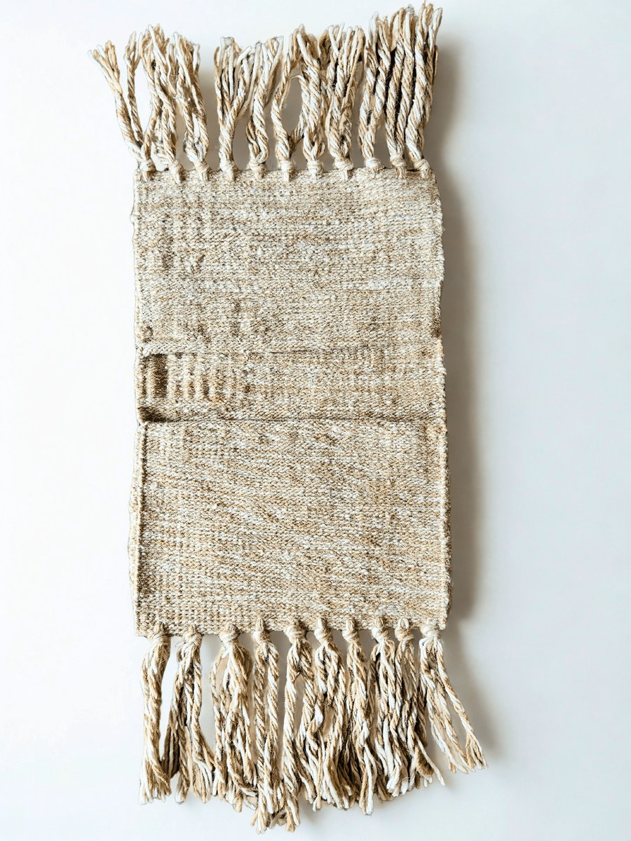 Handgemaakte Egyptische Wol Wand- & Bankstel Organizer – 2 Vakken – 35x55 cm – Naturel