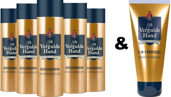 The Vergulde Hand Crème à raser 5 x 250 ml et Gel douche 200 ml