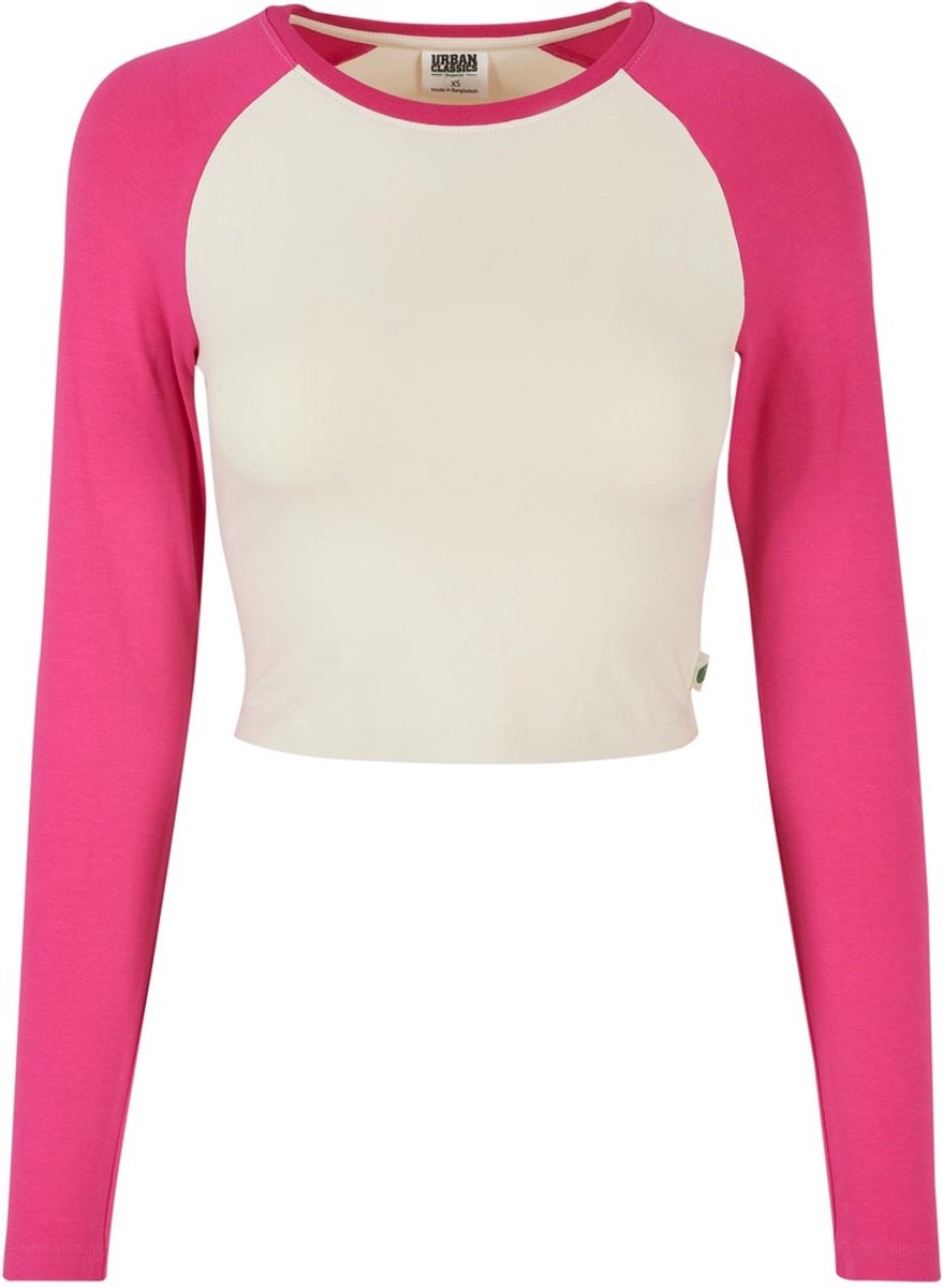 Urban Classics Organic Cropped Retro Baseball Longsleeve top XXL Ivoorkleurig