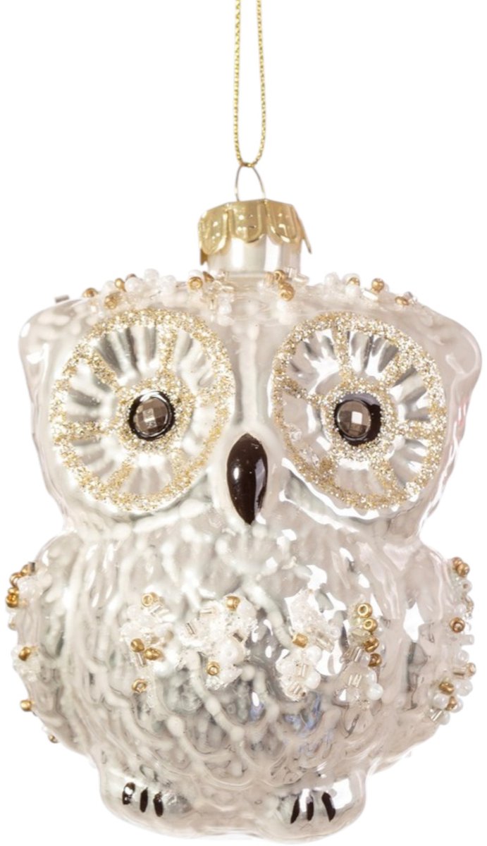 Sass & Belle Sneeuwuil kerstbal - Sass & Belle wit