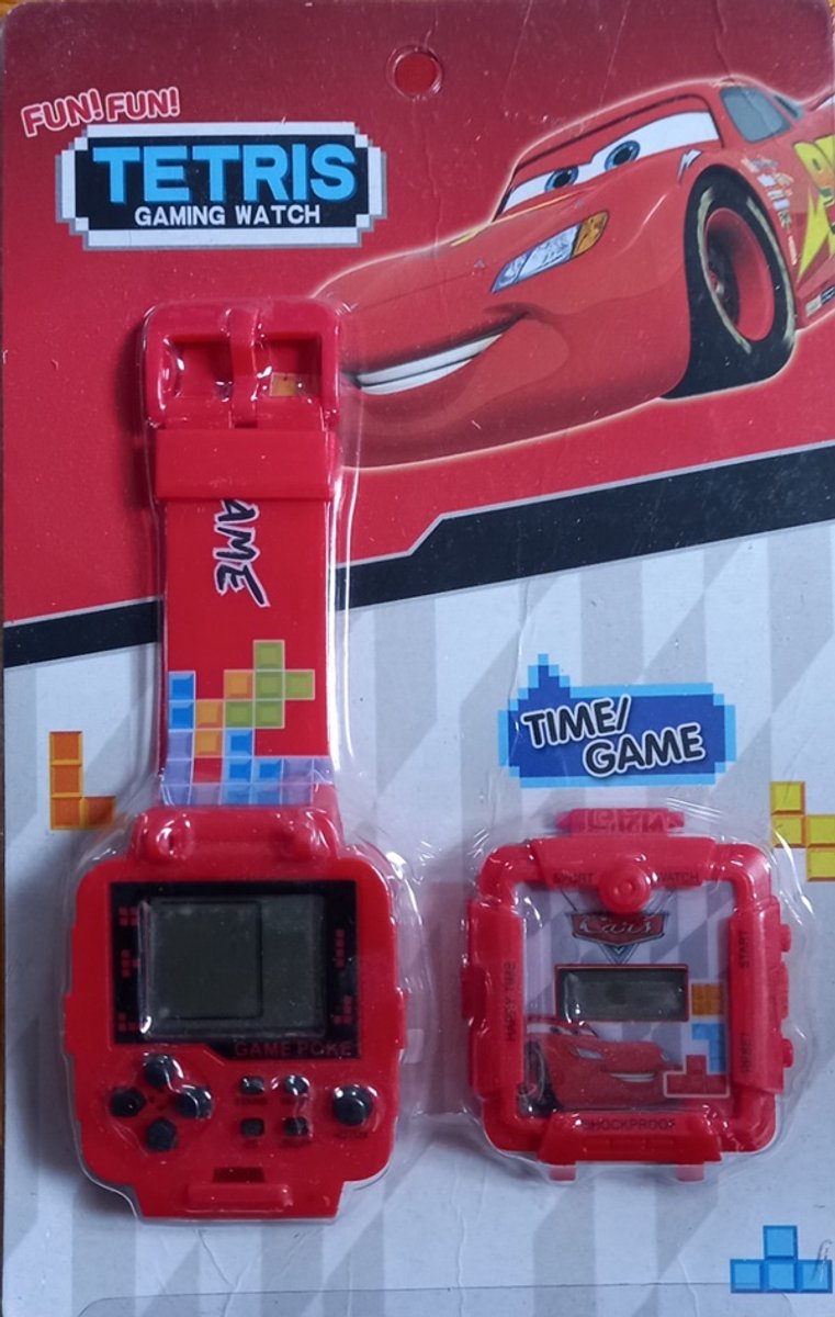 Cars horloge + tetris - rood - game - spel - speelgoed horloge - console - game watch