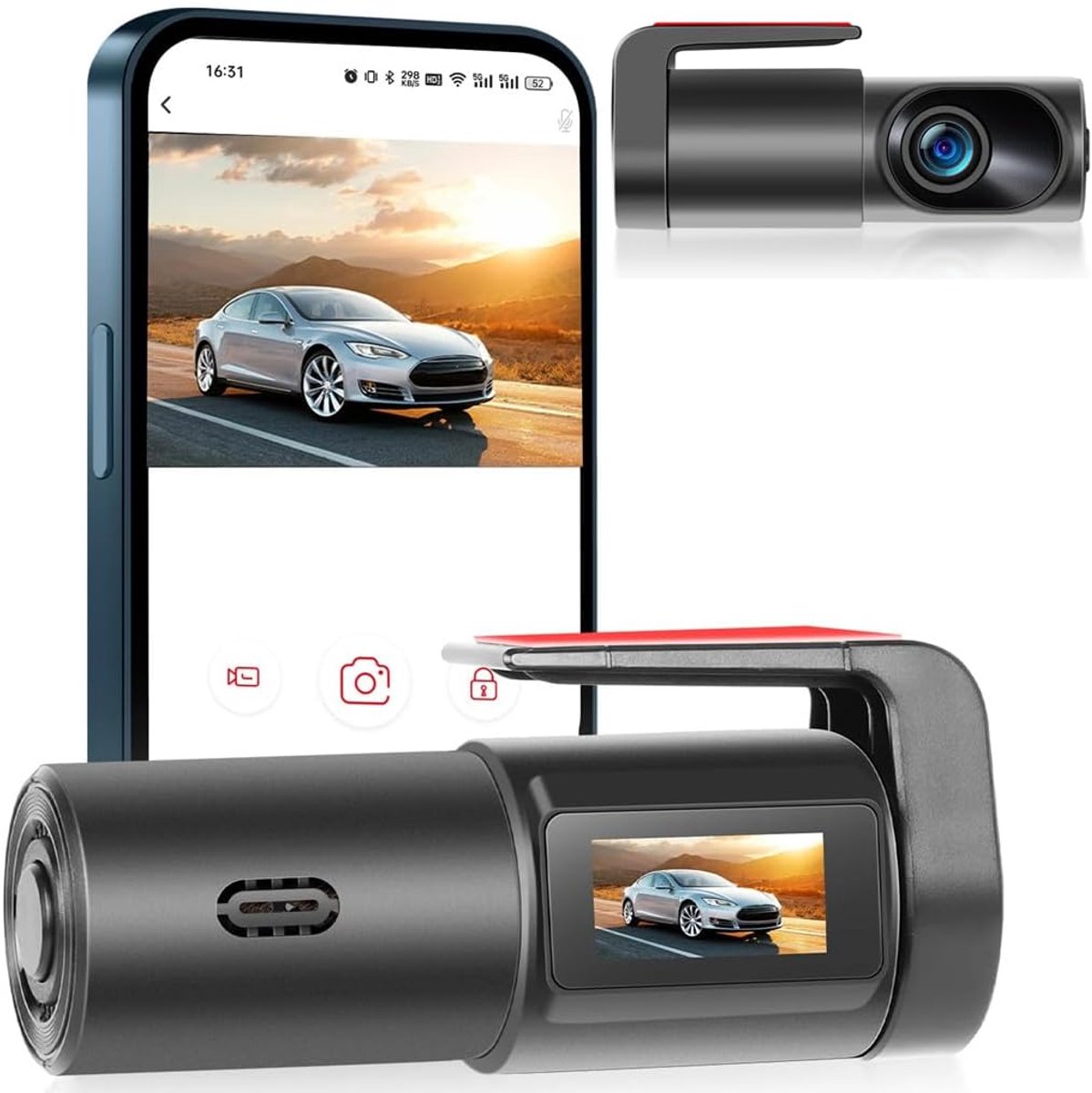 Dashcam voor auto voor en achter – Dual dashcam – Voor- en achtercamera – Autocamera – Full HD dashcam – Dashcam met nachtzicht – Dashcam met bewegingssensor – Groothoeklens – Parkeermodus – Loop recording – Dashcam met SD-kaart