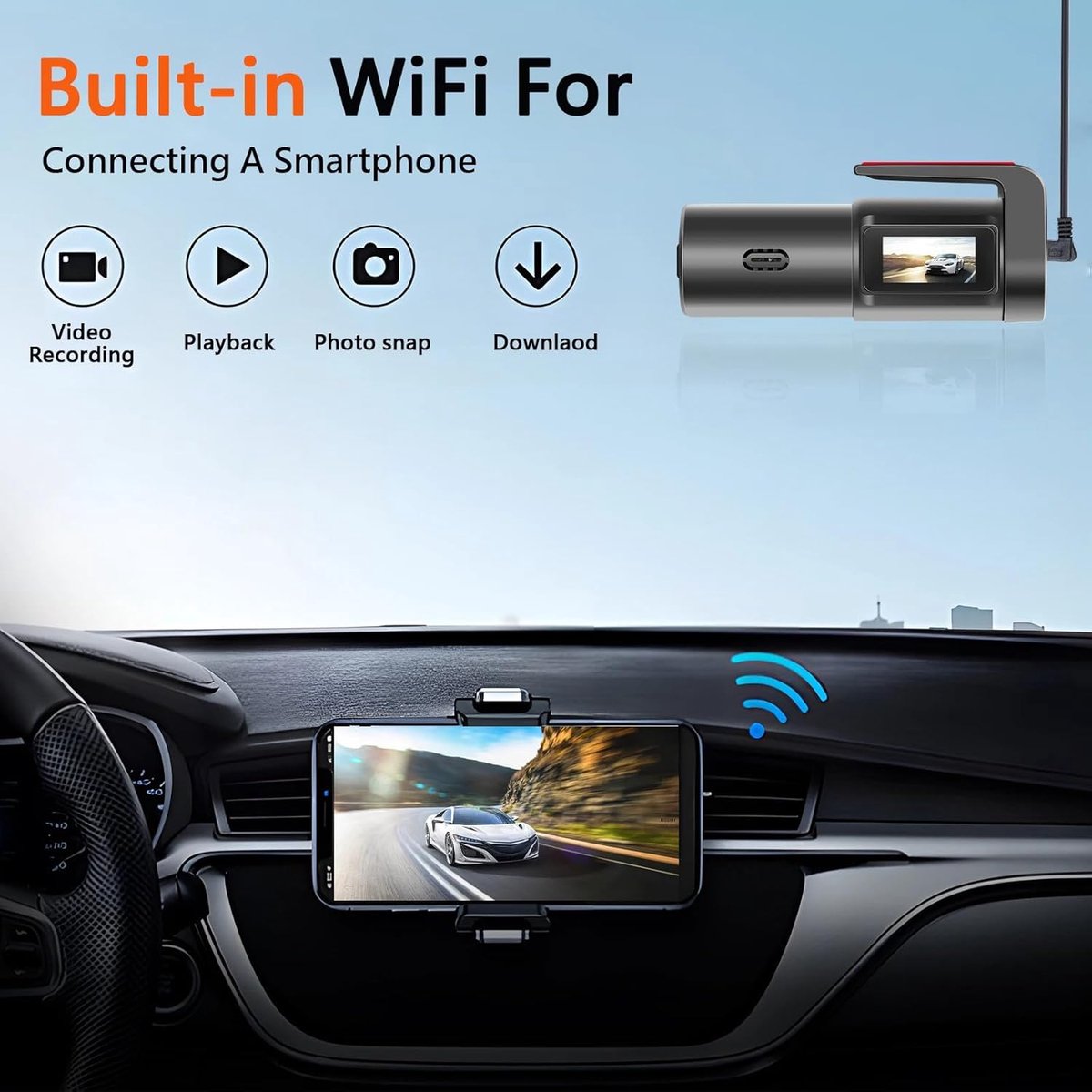 Dashcam voor auto voor en achter – Dual dashcam – Voor- en achtercamera – Autocamera – Full HD dashcam – Dashcam met nachtzicht – Dashcam met bewegingssensor – Groothoeklens – Parkeermodus – Loop recording – Dashcam met SD-kaart – foto 2