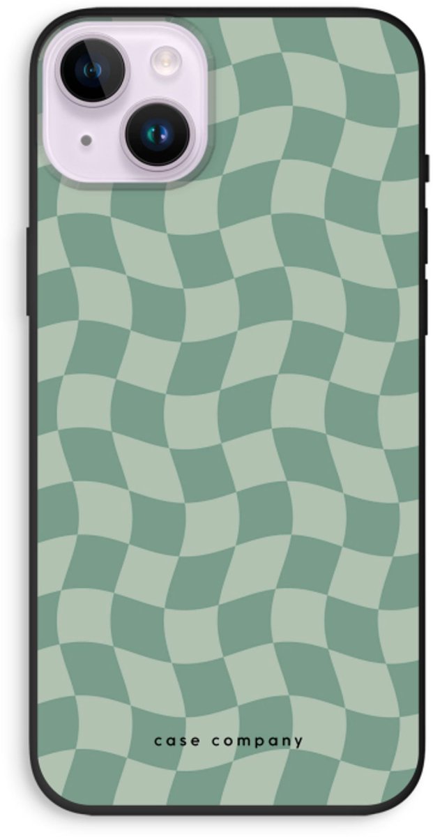 Case Company® - Hoesje geschikt voor iPhone 14 Plus hoesje - Grid Groen - Biologisch Afbreekbaar Telefoonhoesje - Bescherming alle Kanten en Schermrand