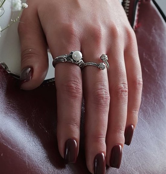 Ring en argent Argent 925 pour femme, ajustable, taille 54