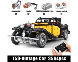 MOULD KING 13080D De MOC-25153 Klassieke 50T Vintage Auto Met afstandbediening en motoren.