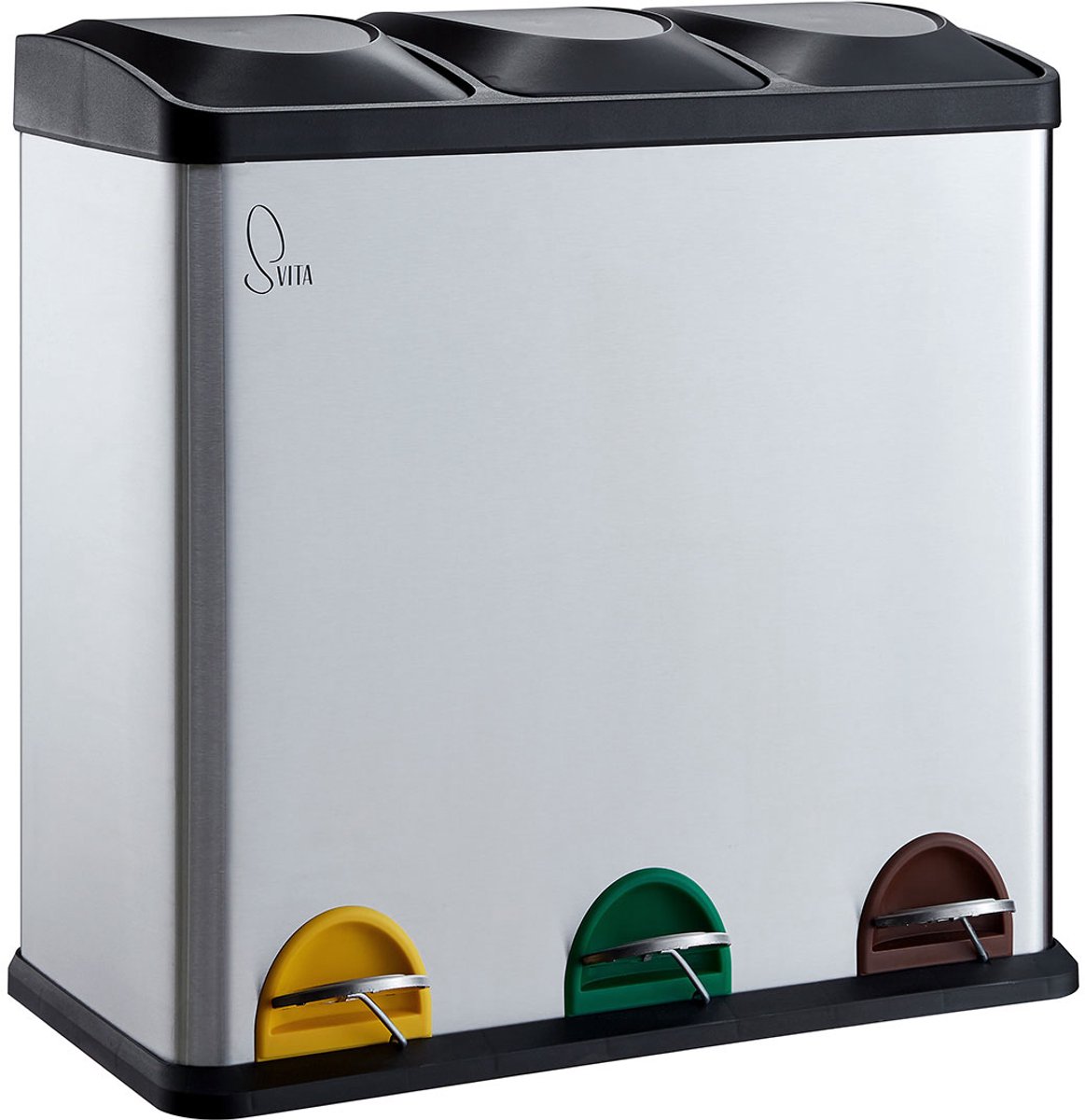 SVITA TC3X20 Pedaalemmer - Afvalbak Afvalscheiding RVS 60L Zilver