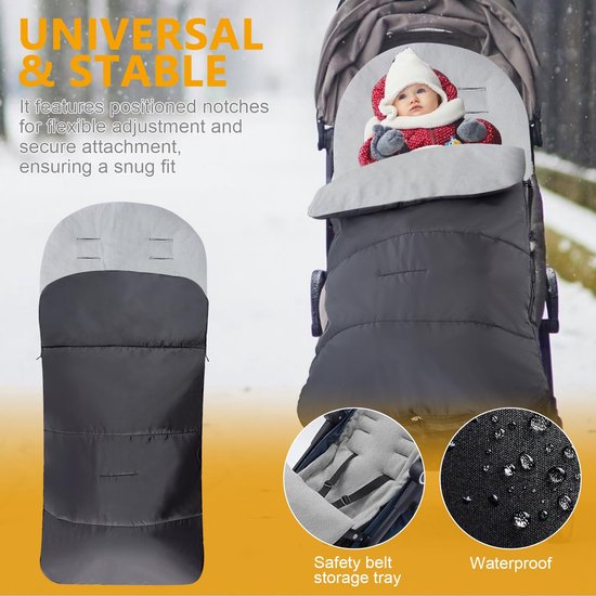 Unyqoos® Universele en warme voetenzak voor kinderwagens met verstelbare ritsen van Unyqoos — afbeelding 3