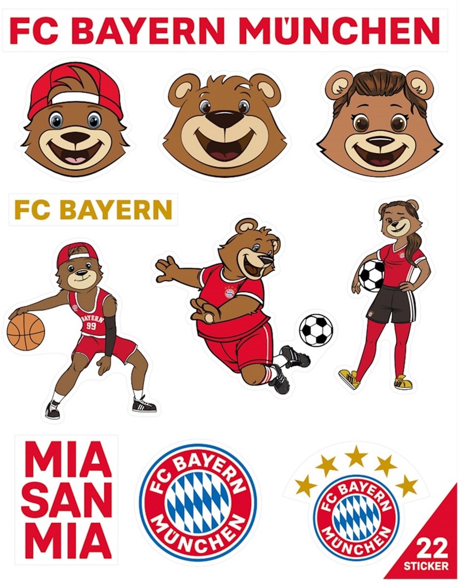 FC Bayern München-stickers, set van 2, mascotte 34147, diverse