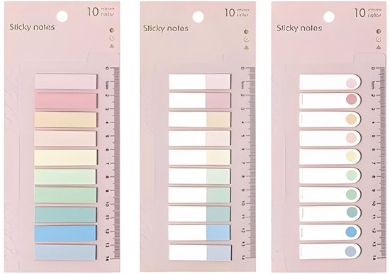 Notes autocollantes transparentes - 600 pièces - Onglets d'index - Autocollantes - 3 feuilles