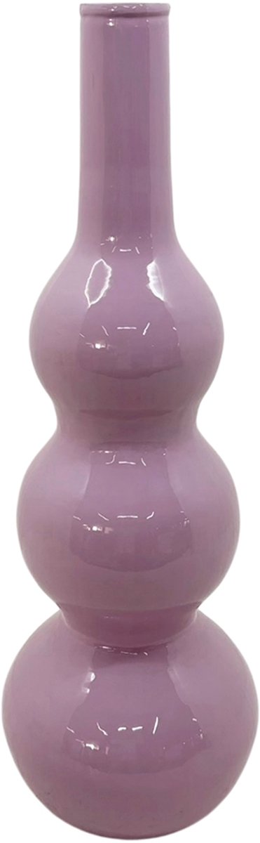 by Mooss - Enamel - Vaas - Lila - Licht Paars - Light Purple - Medium - 83 cm - Ø 28 cm - Hoogglans - Metaal - Groot - Chique - Trendy - Hip - Eyecatcher - Decoratief - Emaille
