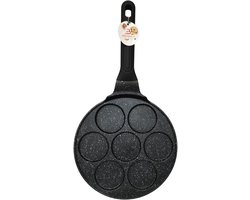 Eisenbach koekenpan voor pancakes/eieren - zwart - D28 cm - smile - anti aanbaklaag - 7 vormpjes .Gesmeed aluminium.