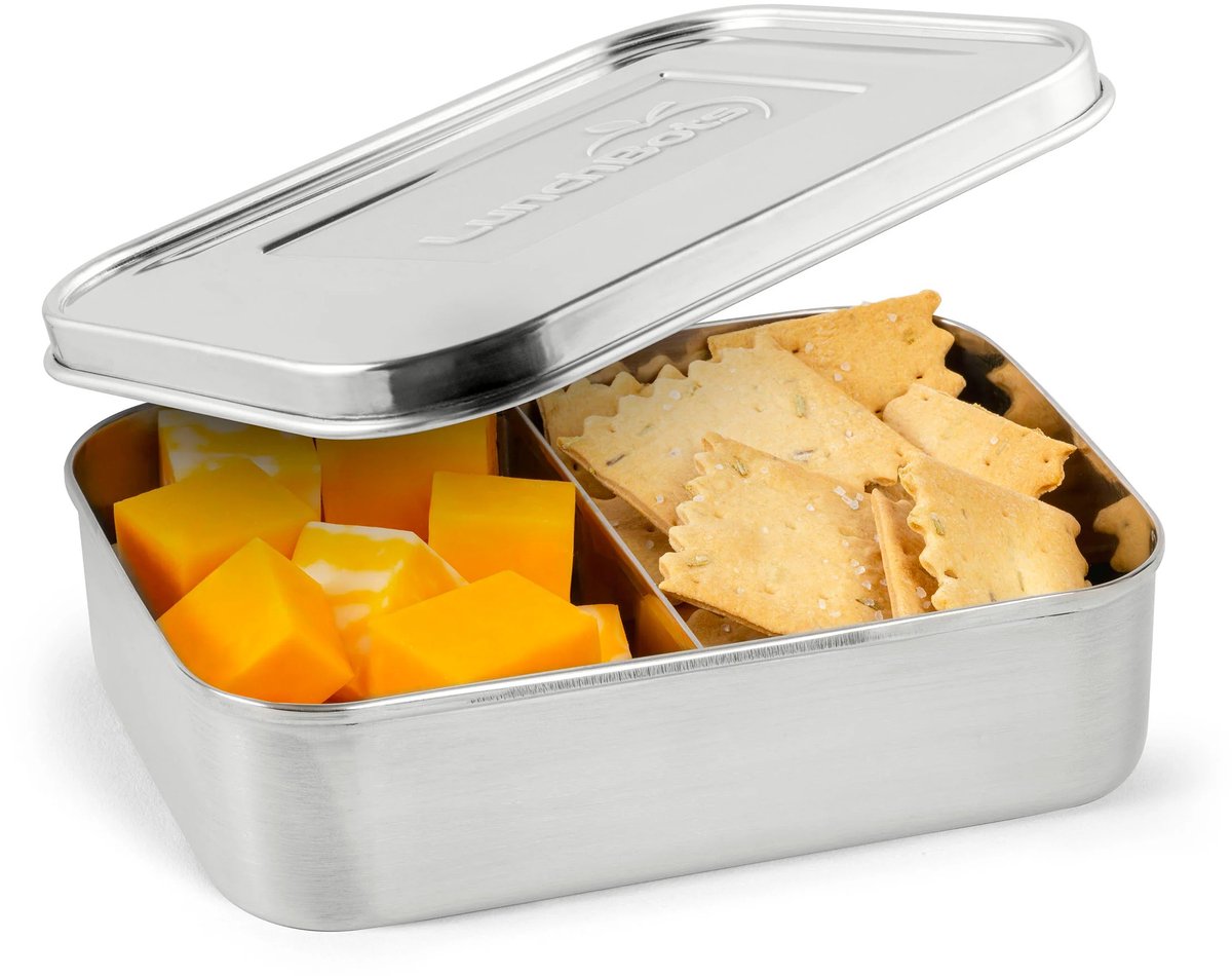 LunchBots - Small Snack Packer - 2-vaks RVS Mini Bento Box (Let op: zeer klein formaat)