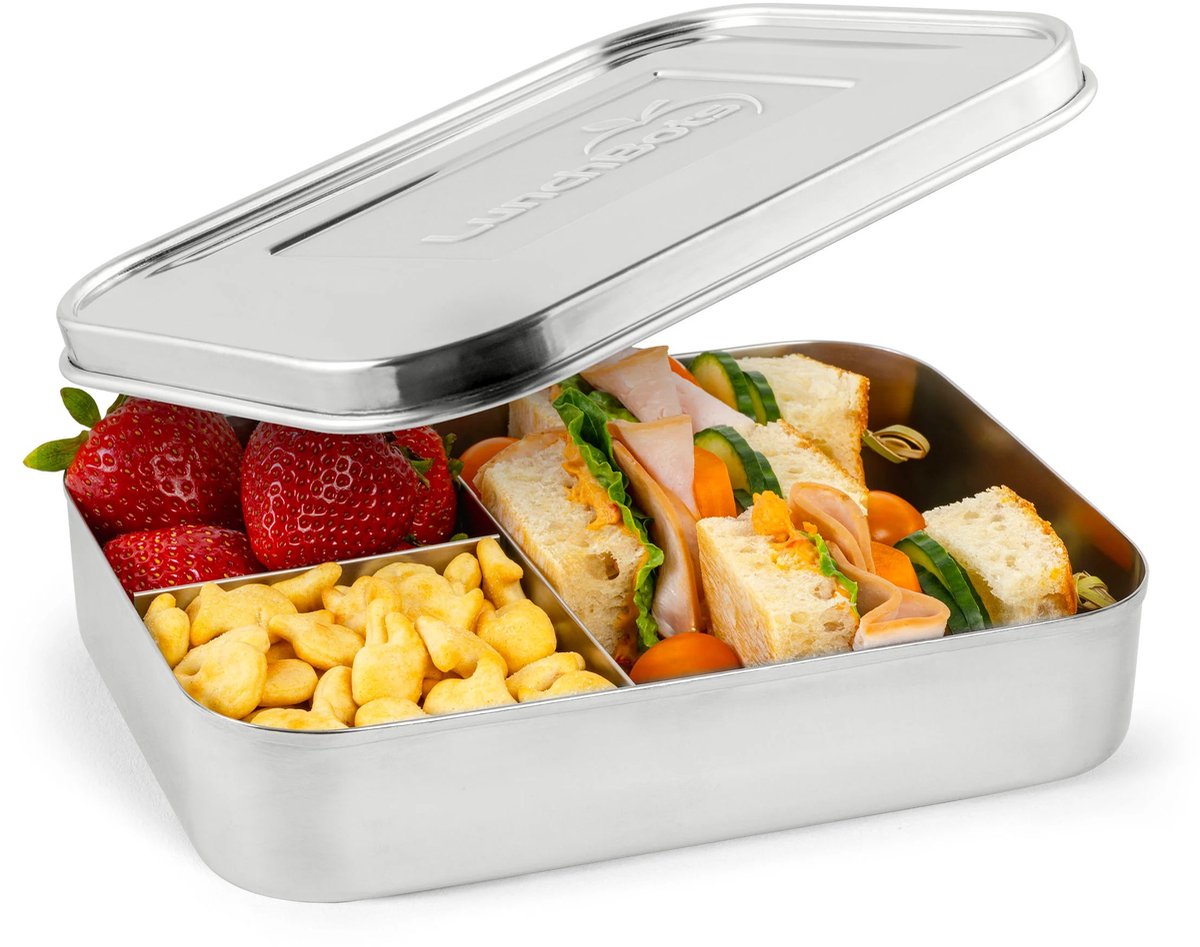 LunchBots - Large Trio - 3-vaks RVS Bento Box - RVS